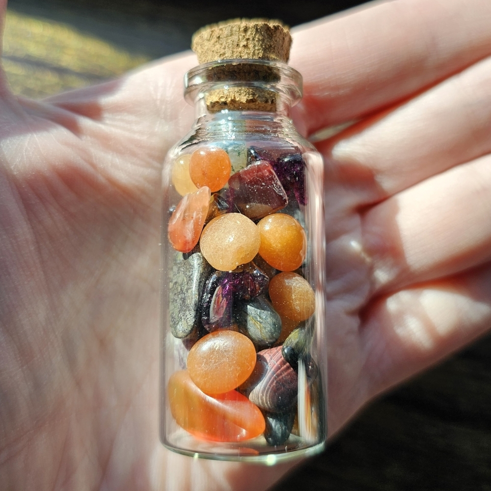 Crystal Chip Bottle Orange, Red, & Blue Gemstones - Picture 2 of 5